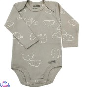 تصویر بادی آستین بلند نوزادی کوکالو طرح فیل و ابر - مناسب دختر و پسر 