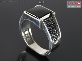 تصویر انگشتر نقره حدید مردانه مدل سلطنتی Royal model hematite ring