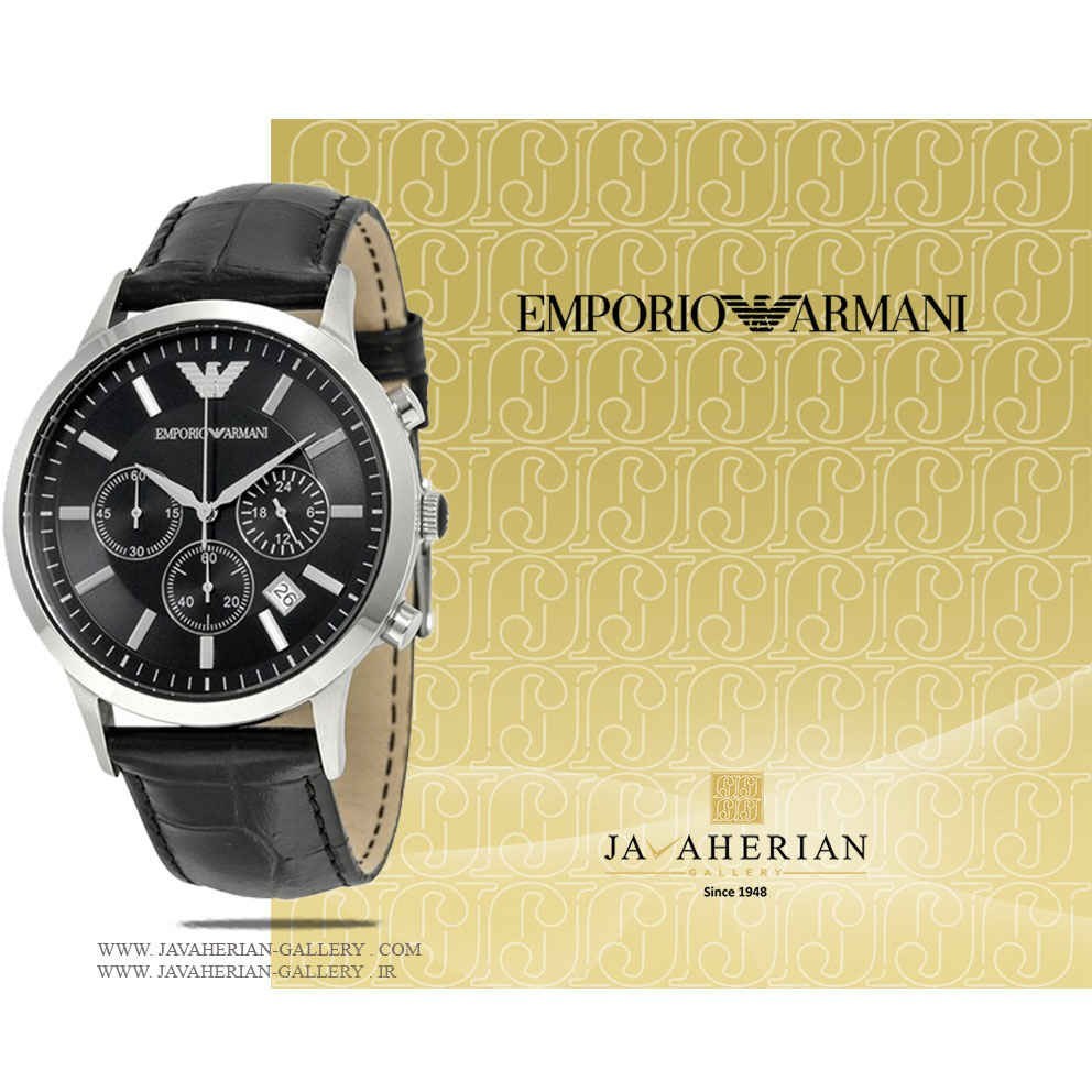 Emporio armani watch men's black leather strap on sale ar2447