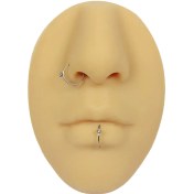 تصویر پیرسینگ بینی استیل حلقه ای با نگین 