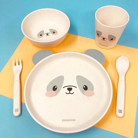 تصویر ست ظرف غذا ۵ تکه بامبو کودک کیکابو طرح پاندا 