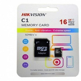 تصویر کارت حافظه microSDHC هایک ویژن مدل C1 کلاس 10 استاندارد UHS-I سرعت 92MBps ظرفیت 16 گیگابایت به همراه آداپتور SD کارت حافظه microSDHC هایک ویژن مدل C1 سرعت 92MBps به همراه آداپتور SD کلاس 10 استاندارد UHS-I ظرفیت 16GB