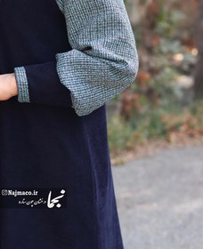 تصویر پالتو زنانه کتی شانل بافت مدل هاوین نجما - سرمه ای / Havin Women's Overcoat