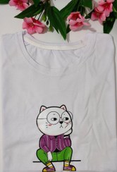تصویر تیشرت دخترانه جنس نخ پنبه مدل گربه 