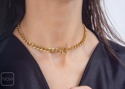 تصویر گردنبند زنانه کارتیر استیل رنگ ثابت با قفل تی 