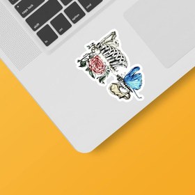تصویر استیکر لپ تاپ و موبایل بووم طرح اسکلت پروانه کد 159 