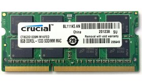 تصویر رم لپ تاپ کروشیال مدل DDR3 1333 PC3L ظرفیت 8 گیگابایت RAM CRUCIAL DDR3 1333 PC3L 8G