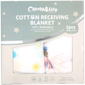 تصویر خشک کن 2 عددی بیبی فور لایف موسلین (baby4life) ‏Baby receiving blanket Muslim 2pcs 