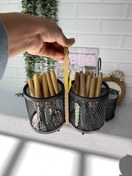 تصویر ست سینک فلزی - جا قاشقی دو تایی کف چوبی 