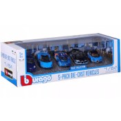 تصویر ست 5 عدد ماکت بوراگو کالکشن آبی مقیاس 1:64 Bburago Blue collection 