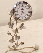 تصویر ساعت رومیزی پروانه فانتزی نقره ای 