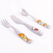 تصویر سرویس 3 پارچه قاشق و چنگال کودک دوستان زرین 