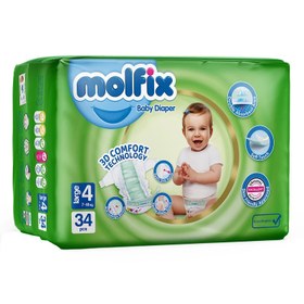 تصویر پوشک کودک مولفیکس (Molfix) سایز 4 بسته 34 عددی پوشک کودک و نوزاد