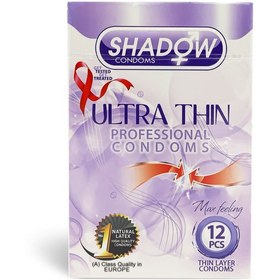 تصویر کاندوم بسیار نازک و شفاف 12تایی شادو Shadow Ultra Thin Professional Condom 12pcs