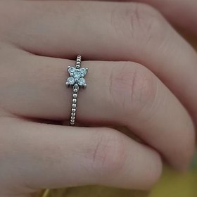 تصویر انگشتر زنانه ظریف نقره کد AZ106 