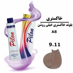 تصویر رنگ موی بلوند خاکستری خیلی روشن پیلون سری خاکستری A8 شماره 9.11 pilon hair color