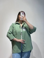 تصویر مانتو لنین فانتزی مدل پایین هلال - سبز 