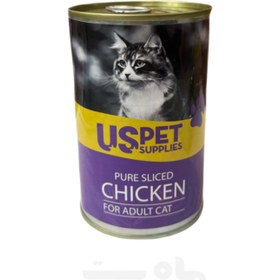 تصویر کنسرو گربه مرغ بالغ یو اس پت وارداتی 400 گرم Uspet Can Adult Cat Chicken 