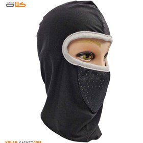 تصویر فیس ماسک پارچه ای ( اسکارف ) مشکی WHITE stripe White stripe black fabric face mask (scarf)