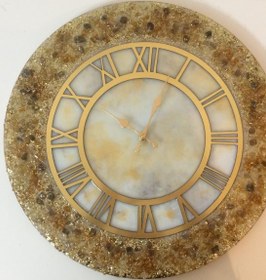 تصویر ساعت دیواری رزین و کریستال طرح مرمر 