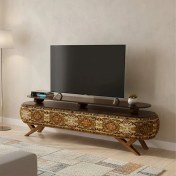 تصویر میز تلویزیون نقش آکام چوب طرح ترکمن سایز 140 