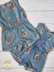 تصویر رامپر جین کاغذی گلدار برند اروپایی 