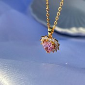 تصویر گردنبند سلینا مدل قلب صورتی نگینی گلد Selina