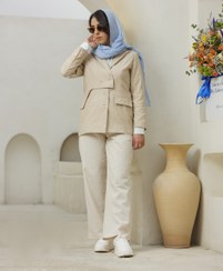 تصویر کت لینن تابستانی کرم فاخته 