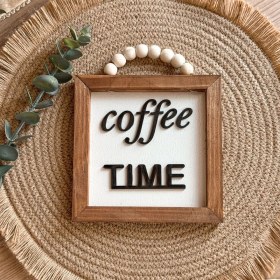 تصویر تابلو چوبی کافی تایم 