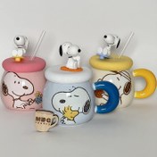 تصویر ماگ اسنوپی با درب سیلیکونی 