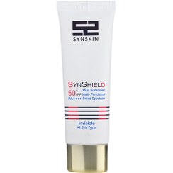 تصویر فلوئید ضد آفتاب ساین اسکین بی رنگ ساین شیلد مناسب انواع پوست SPF50 SYNSKIN Fluid Sun Screen Syn Shield invisible for all skin type SPF50