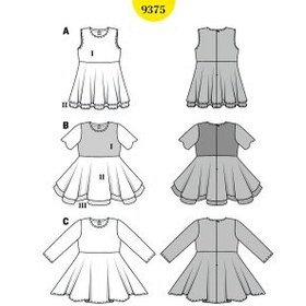 تصویر الگو خیاطی پیراهن مجلسی دخترانه مجله بوردا استایل کد 9375 متدمولر سایز 18 ماه تا 6 سال 