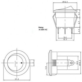 تصویر کلید راکر دوحالته گرد کوچک 14x12mm 