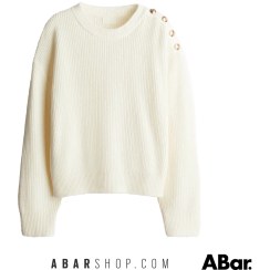 تصویر ژاکت زنانه برند اچ اند ام رنگ کرم مدلH&M Button Detailed Sweater 