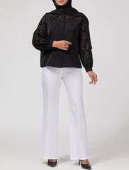 تصویر شومیز زنانه کرپ آستین بلند حریر طرحدار یقه مردانه 30100 مشکی bornos | 68CE9E8C9A5EB848C60696C2-6638