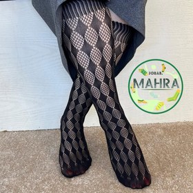 تصویر جوراب گیپوری ساق بلند طرح لوزی 