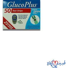 تصویر نوار تست قند خون گلوکو پلاس بسته 50 عددی gluco plus test strip