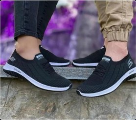 تصویر کفش پیاده روی اسکیچرز مدل جورابی - مشکی 