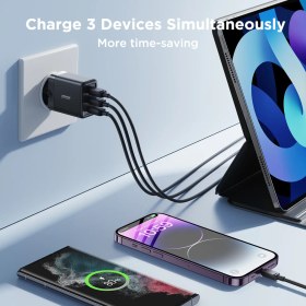 تصویر آداپتور 3 پورت 17 وات جویروم Joyroom Smart Charger JR-TCN02EU 