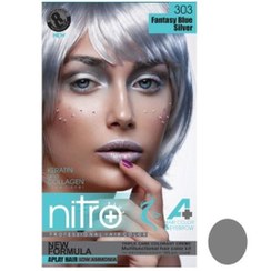 تصویر کیت رنگ مو نیترو پلاس رنگ نقره آبی فانتزی شماره 303 Nitro Plus Hair & Eyebrow Color Kit 100ml NO 303