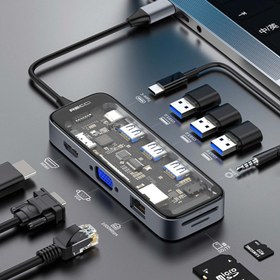 تصویر هاب USB-C رسی 10 پورت مدل RH22 Recci USB-C Hub RH22 With 10 Port