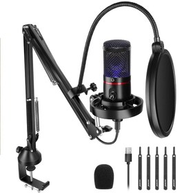 تصویر NEEWER Studio USB Microphone Kit, Plug &amp; Play, 4-in-1 Computer PC MAC Condenser Microphone with Adjustable Boom Arm Stand, Shock Mount for Recording Podcasting YouTube Karaoke Gaming Streaming - CM20 