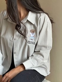 تصویر مانتو شومیز عروسکی پینترستی پولُو بیر POLO | طرح گلدوزی شده کامل | پارچه پنبه لینن وارداتی | فری سایز تا ۴۴ | استایل لطیف و خاص 