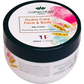 تصویر کرم آبرسان حاوی پروتئین شیر 250 میل کاسمکولوژی Cosmecology Hydra Care Face And Body Milk Protein 250ml