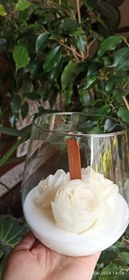 تصویر شمع گل رز سفید White rose candle