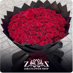 تصویر دسته گل طبیعی ۱۰۰ شاخه رز 