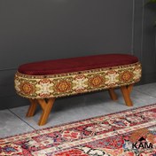 تصویر پاف نیمکتی نقش آکام چوب طرح ترکمن سایز 120 