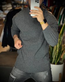 تصویر بافت یقه‌ اسکی ساده مردانه مدل آستین رگلان | کد BA09 