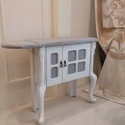 تصویر میز اتو و چرخ خیاطی پایه سلطنتی سفید کد 154 