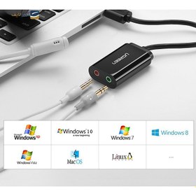 تصویر تبدیل USB به 3.5mm jack AUX یوگرین Ugreen US205 30143 Ugreen USB Male to 3.5mm jack AUX Female Converter (External Sound Adapter) US205-30143